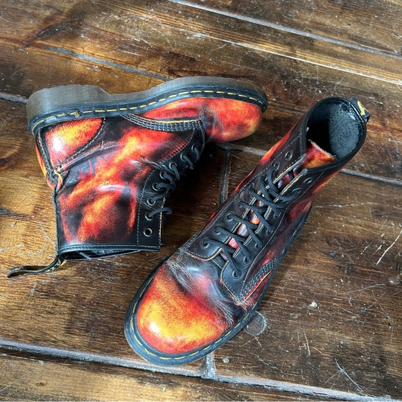 Dr. Martens Shoes - Dr. Martens Made in England MIE 1460 Flame Fire Rub Off Boots UK6